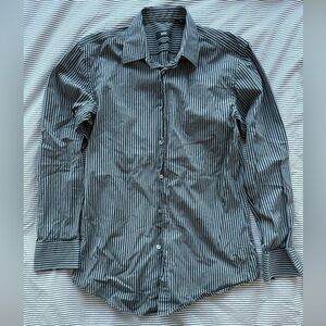 Hugo Boss Black and Gray Striped Button Down Shirt